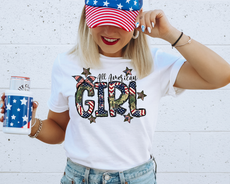 All American Girl 4th Of July Patriotic Graphic Tee