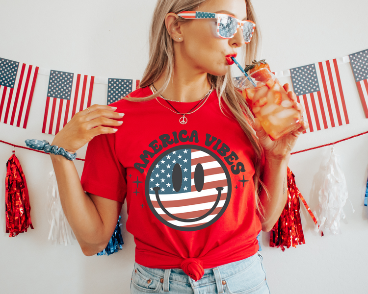 America Vibes 4th of July Patriotic Graphic Tee