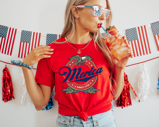 Merica 4th of July Patriotic Graphic Tee