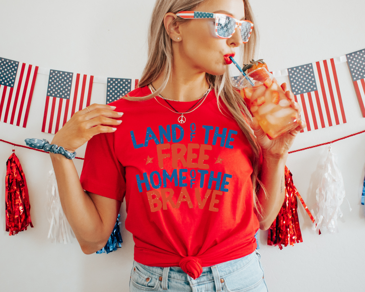 Land Of The Free 4th of July Patriotic Graphic Tee