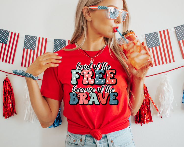 Land Of Free Patriotic Graphic Tee