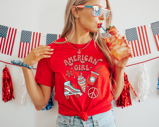 American Girl Skate 4th Of July Patriotic Graphic Tee