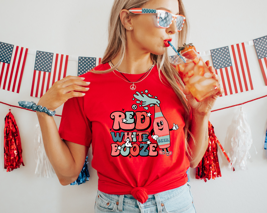 Red White and Booze 4th Of July Patriotic Graphic Tee