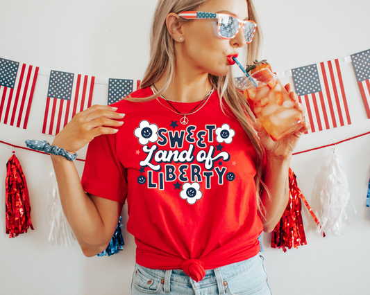 Sweet Land Of Liberty 4th Of July Patriotic Graphic Tee