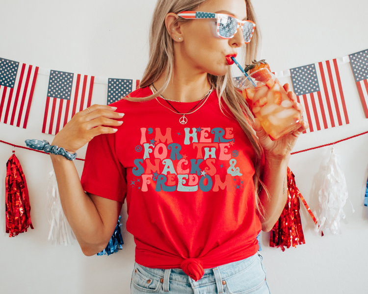 Snacks and Freedom 4th Of July Patriotic Graphic Tee