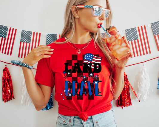 Land Of the Brave 4th Of July Patriotic Graphic Tee