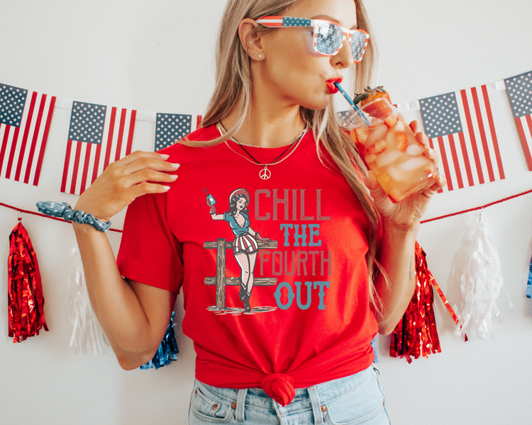 Chill The Fourth Out 4th Of July Patriotic Graphic Tee