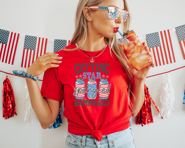 Getting Star Spangled Hammered 4th Of July Patriotic Graphic Tee