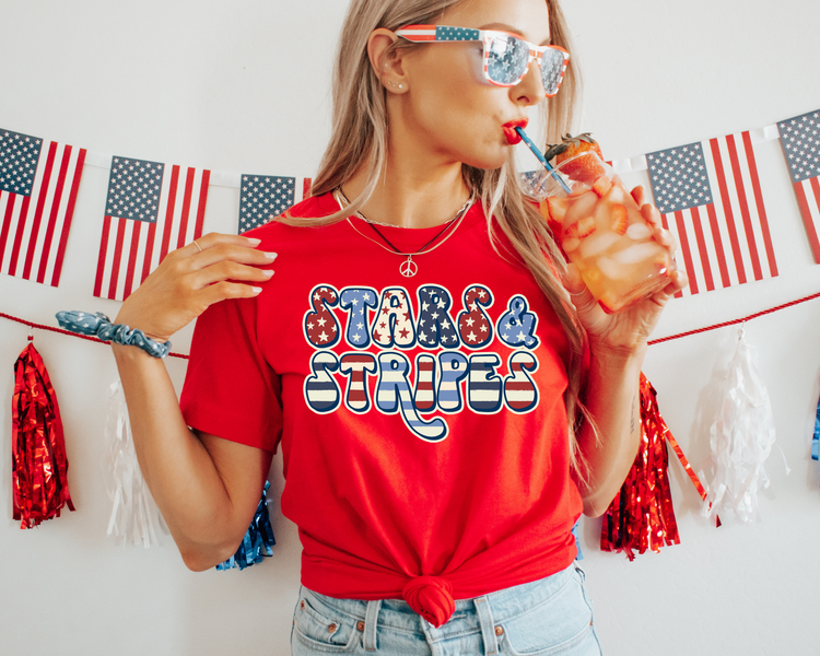 Stars & Stripes 4th Of July Patriotic Graphic Tee