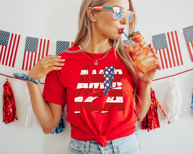 America Stars and Stripes 4th Of July Patriotic Graphic Tee