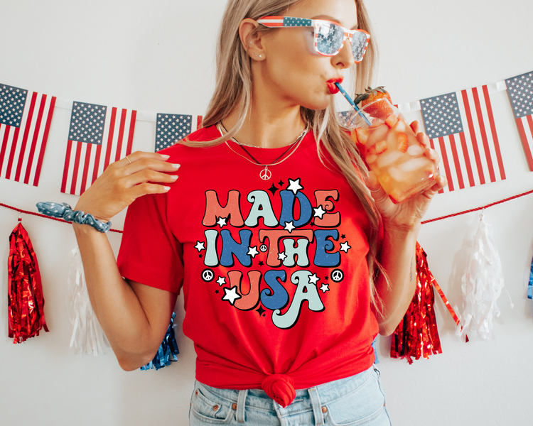 Made In The USA 4th Of July Patriotic Graphic Tee