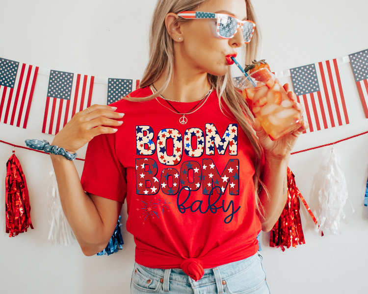 Boom Boom Baby 4th Of July Patriotic Graphic Tee