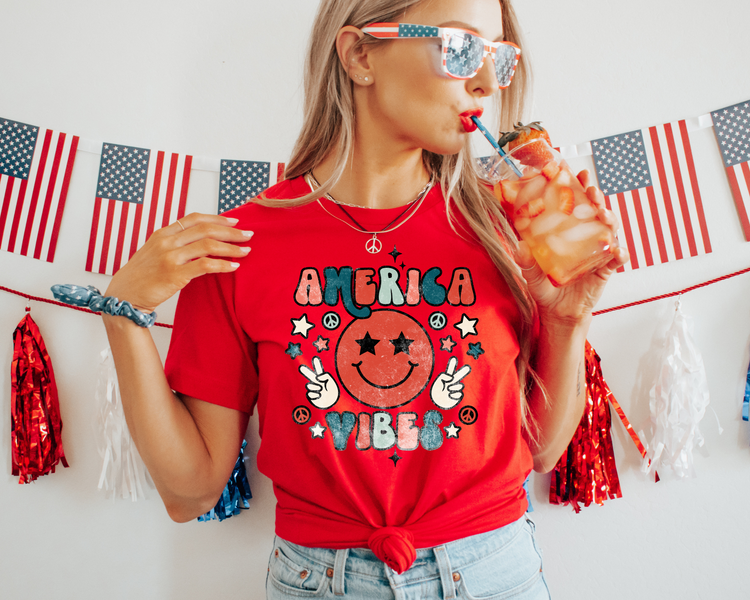 America Vibes 4th Of July Patriotic Graphic Tee