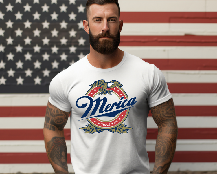 Merica Mens 4th Of July Patriotic Graphic Tee