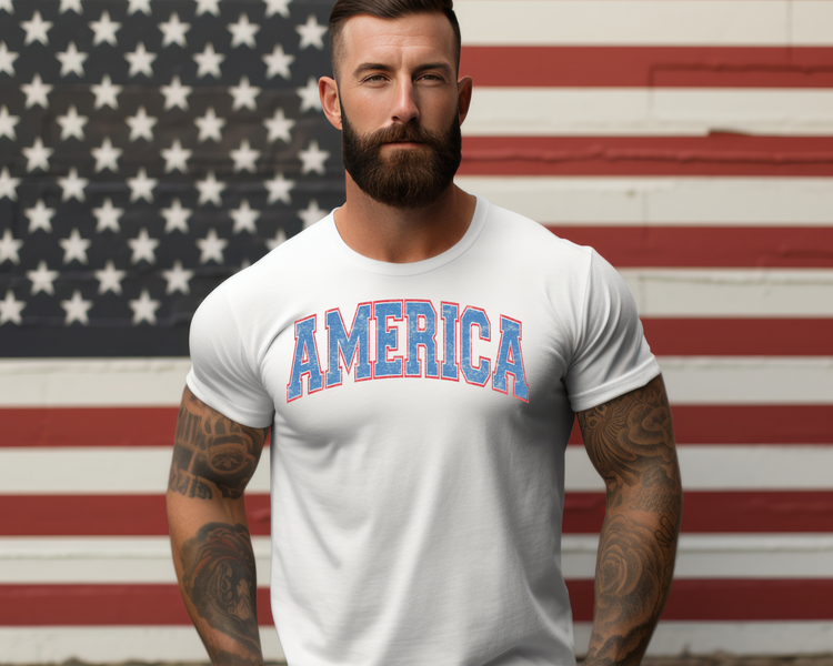 America Curve Mens 4th Of July Patriotic Graphic Tee