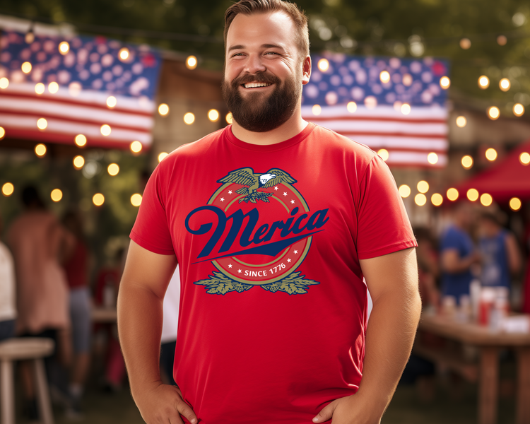 Merica Mens 4th Of July Patriotic Graphic Tee