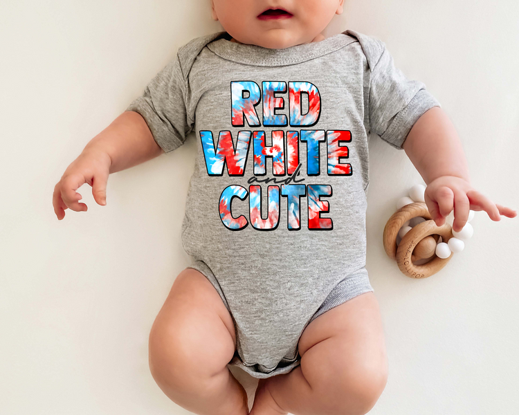 Red, White, and Cute  4th Of July Kids Graphic Tee