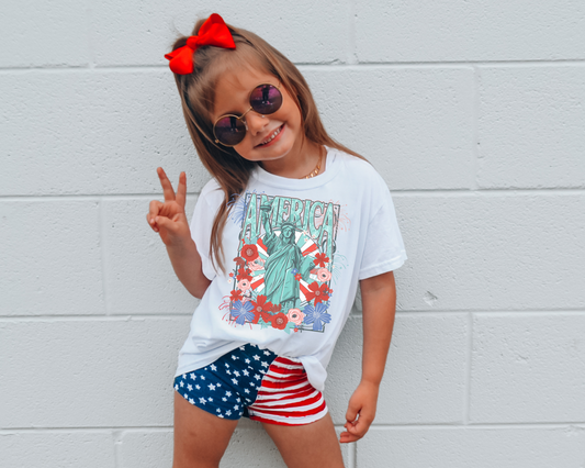 Lady Liberty 4th Of July Kids Graphic Tee