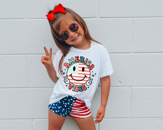 America Vibes 4th Of July Kids Graphic Tee