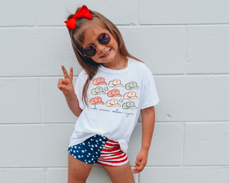 Make America Western Again 4th Of July Kids Graphic Tee