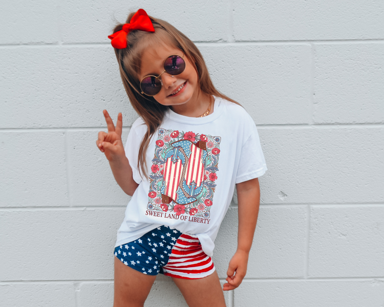 Sweet Land Of Liberty Kids 4th Of July Kids Graphic Tee