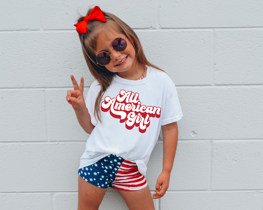 American Girl red white 4th Of July Kids Graphic Tee