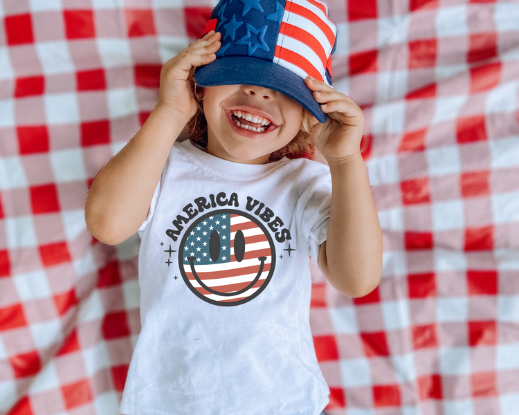 America Vibes 4th Of July Kids Graphic Tee