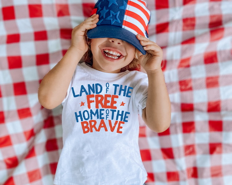 Land Of The Free Home Of The Brave 4th Of July Kids Graphic Tee