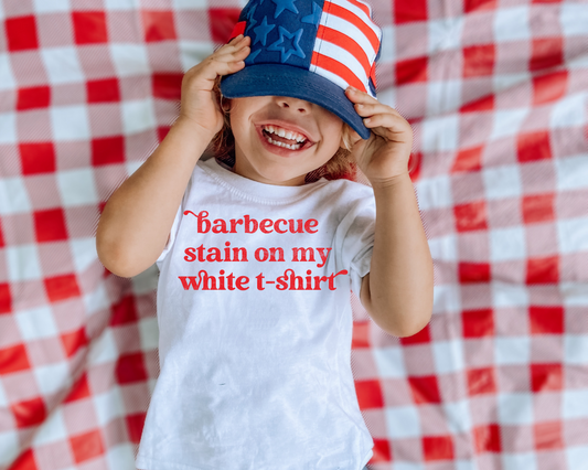 Barbecue Stain On My White 4th Of July Kids Graphic Tee