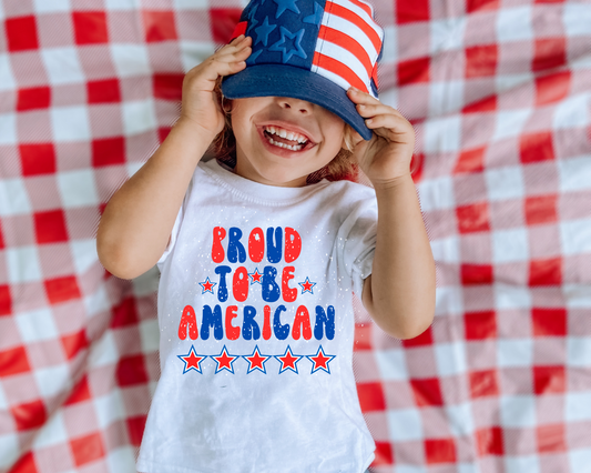 Proud To Be American 4th Of July Kids Graphic Tee