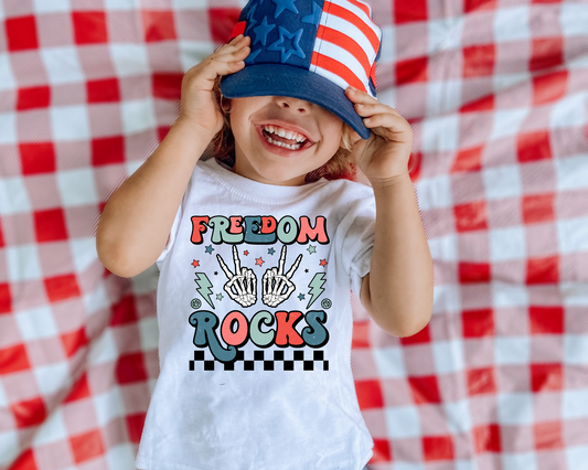 Freedom Rocks 4th Of July Kids Graphic Tee