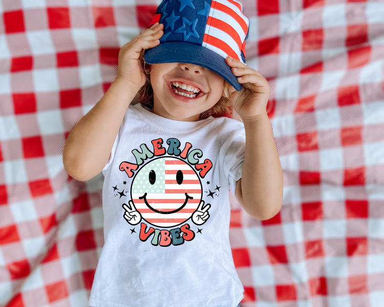 America Vibes 4th Of July Kids Graphic Tee