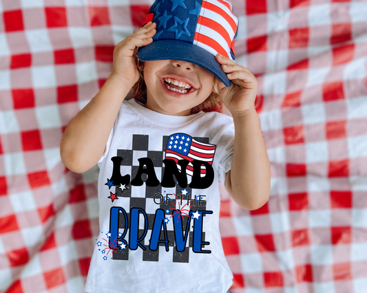 Land Of The Brave 4th Of July Kids Graphic Tee