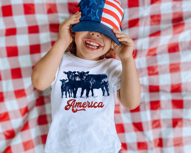 America Cows 4th Of July Kids Graphic Tee