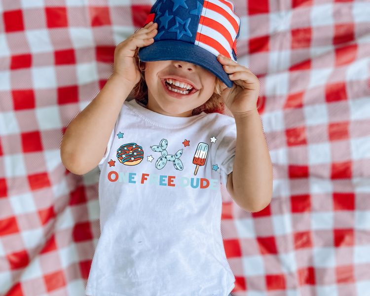 One Free Dude Kids 4th Of July Graphic Tee