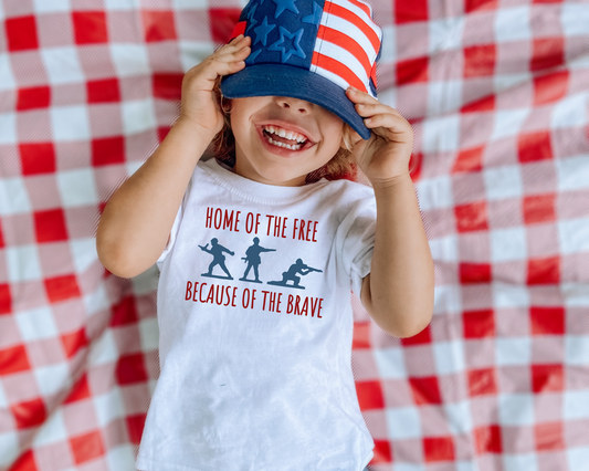 Home Of The Free Because Of The Brave  4th Of July Kids Graphic Tee