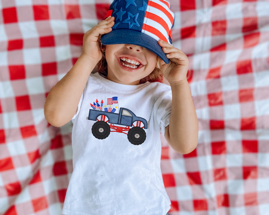 Monster Truck  kids 4th Of July Graphic Tee