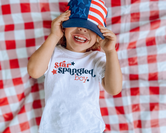 Star Spangled Boy 4th Of July Kids Graphic Tee