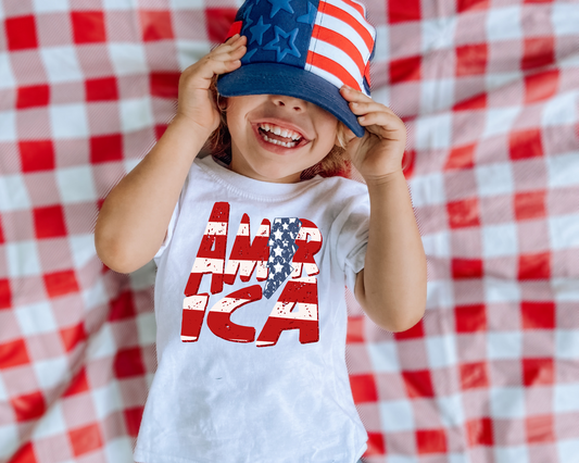 America Stars and Stripes 4th Of July Kids Graphic Tee