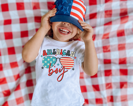 American Boy 4th Of July Kids Graphic Tee