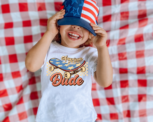 American dudeSkateboard 4th Of July Kids Graphic Tee