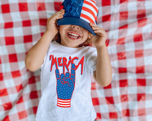 Merica Rocker Kids 4th Of July Graphic Tee