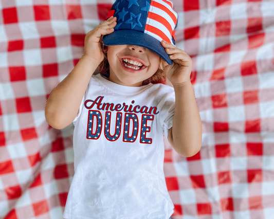 American Dude Stars 4th Of July Kids Graphic Tee