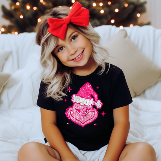 Faux Glitter Pink Christmas Graphic Tee