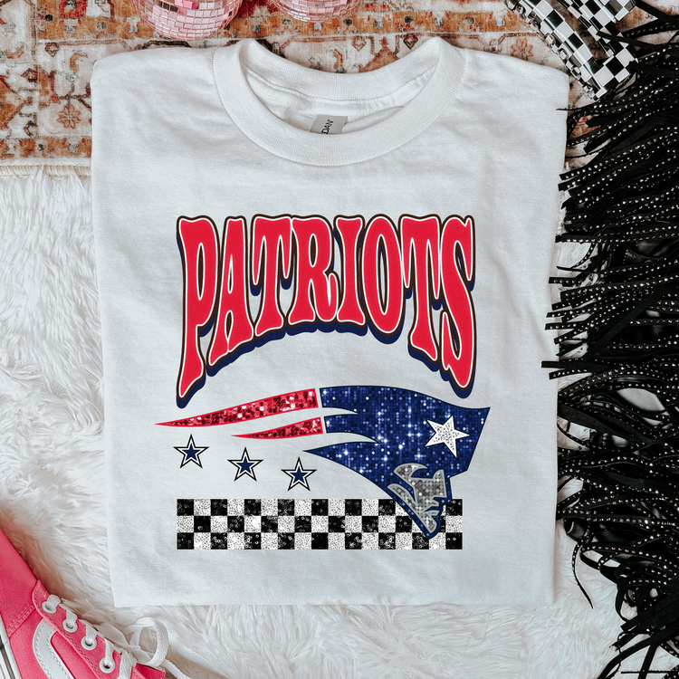 Faux Glitter Patriots Graphic Tee