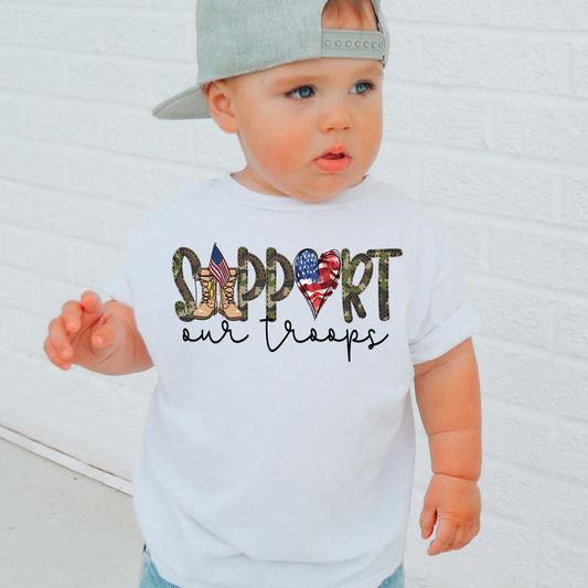 Support Our Troops Kids Political Graphic Tee