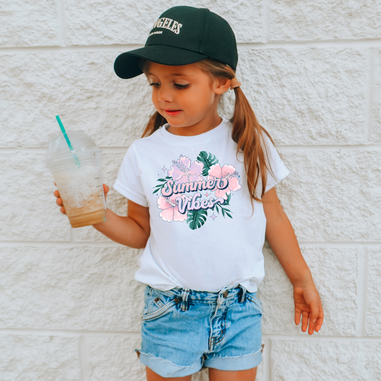 Summer Vibes Floral Kids Summer Graphic Tee