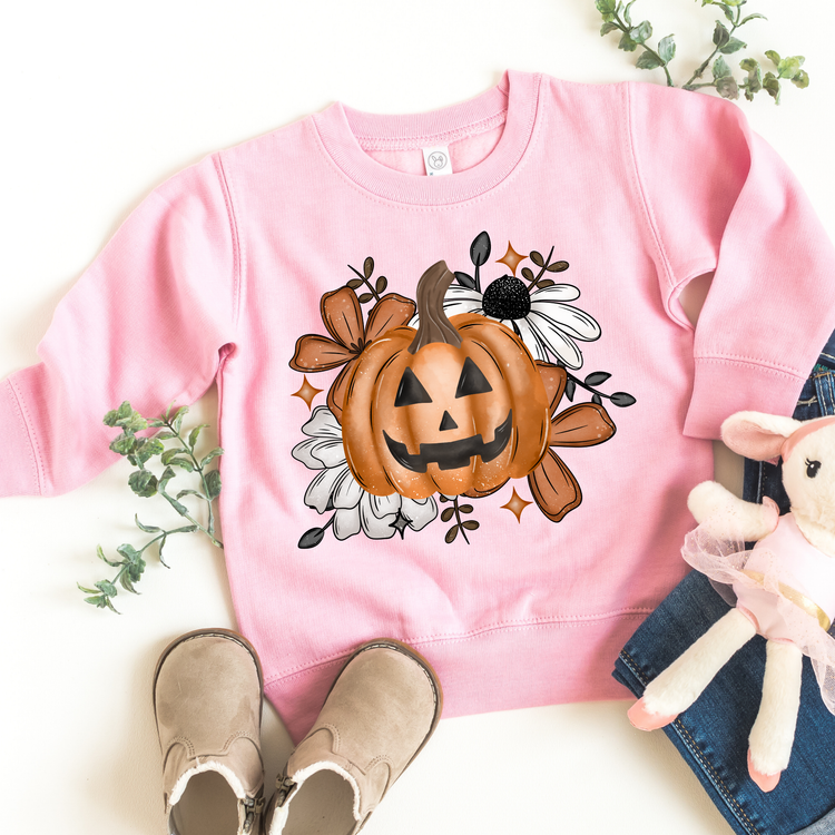 Jack-o-Lattern Floral Kids Sweatshirt