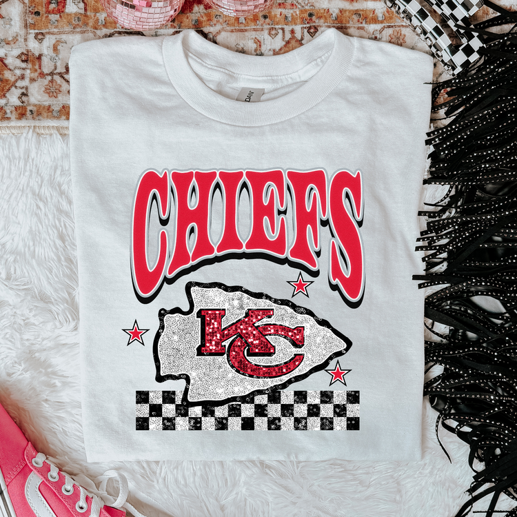 Faux Glitter Chiefs Graphic Tee