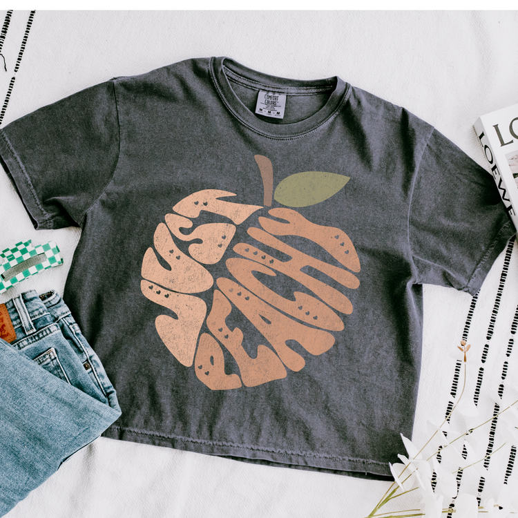 Just Peachy Cropped Comfort Colors Graphic Tee